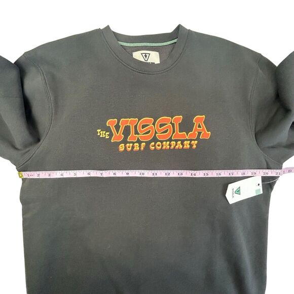 NEW VISSLA Surf Company Sweatshirt Men Medium Black Retro - Picture 8 of 9